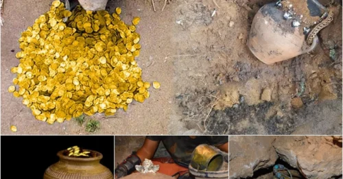 A man renovating his garden dug up an antique vase estimated to be about 800 years old containing more than 1,000 gold coins