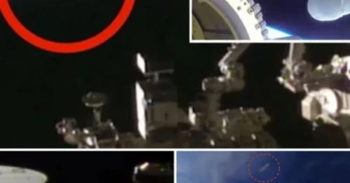 UFO hunters claim the ISS camera caught a bizarre alien megaship—moments later, the lights dimmed, fueling theories of a cosmic cover-up.