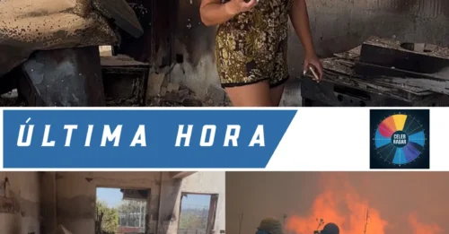 Una madre británica rompe a llorar mientras contempla los restos humeantes de su villa en Chipre después de que su familia se viera obligada a huir de los incendios forestales mortales con segundos de sobra.