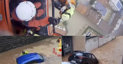 Italia azotada por brutales inundaciones que convierten las vías del tren en ríos y sumergen pueblos mientras helicópteros rescatan a los locales atrapados