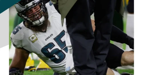 EAGLES OFFENSIVE LINE SUFFERS CRIPPLING BLOW, All-Pro Anchor Lane Johnson Goes Down In Packers Clash.
