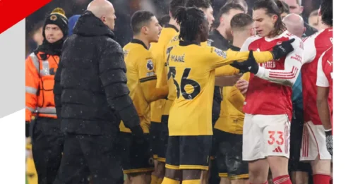 IT'S OFFICIAL: Arsenal: Gabriel Jesus booked as mini brawl erupts after Wolves draw